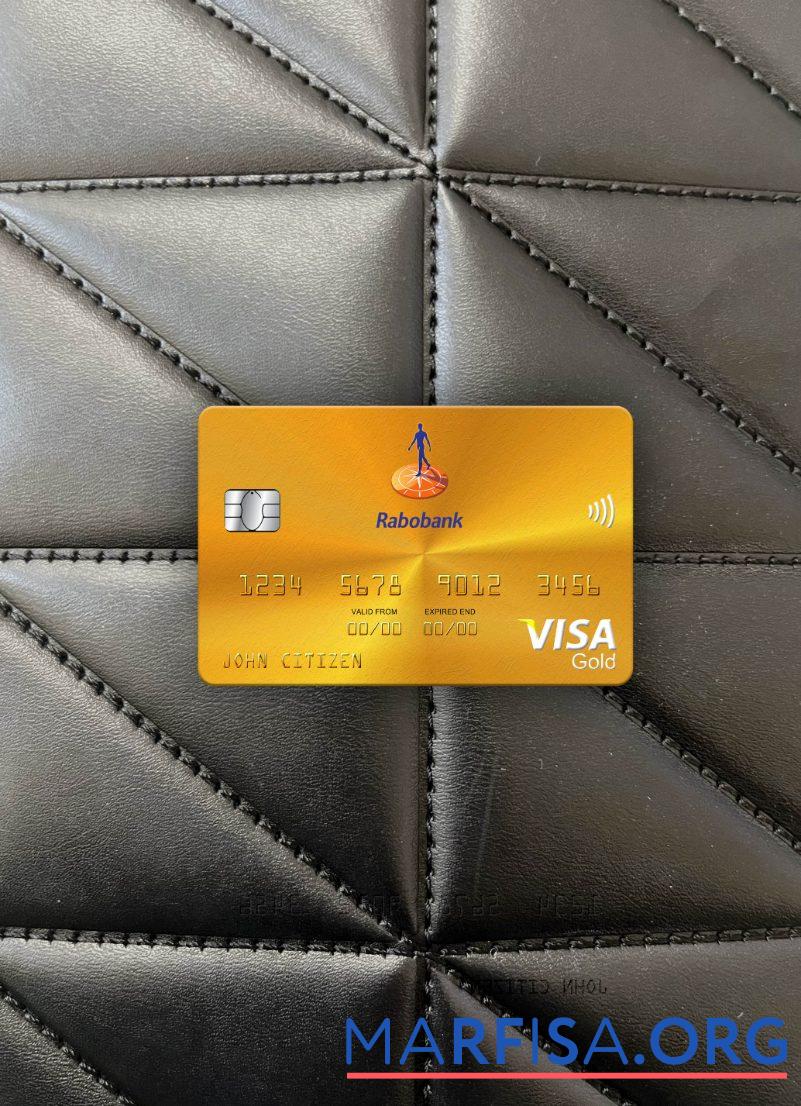 Realistic Netherlands Rabobank visa gold card photolook front template